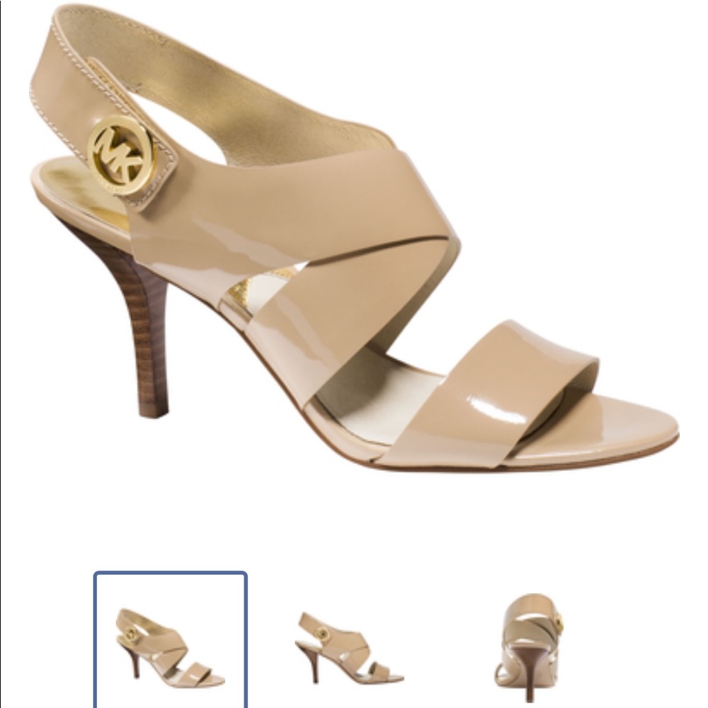 Michael Kors Nude patent Leather Open Toe Shoes - Picture 2 of 10